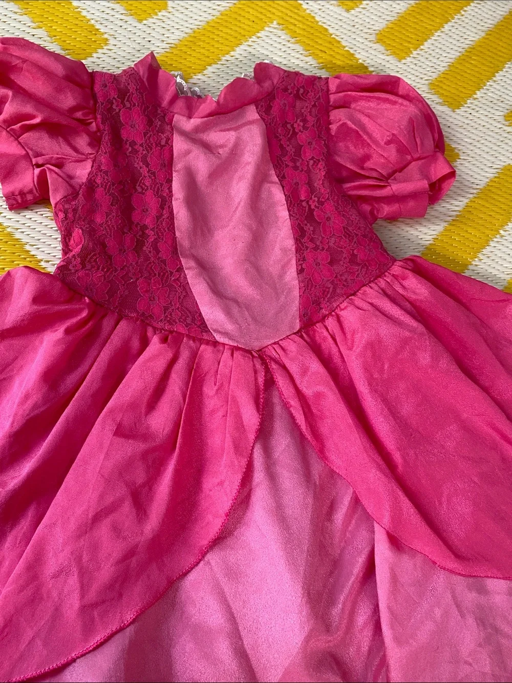 Girls Fuchsia Satin Party Dress with Lace Bodice
